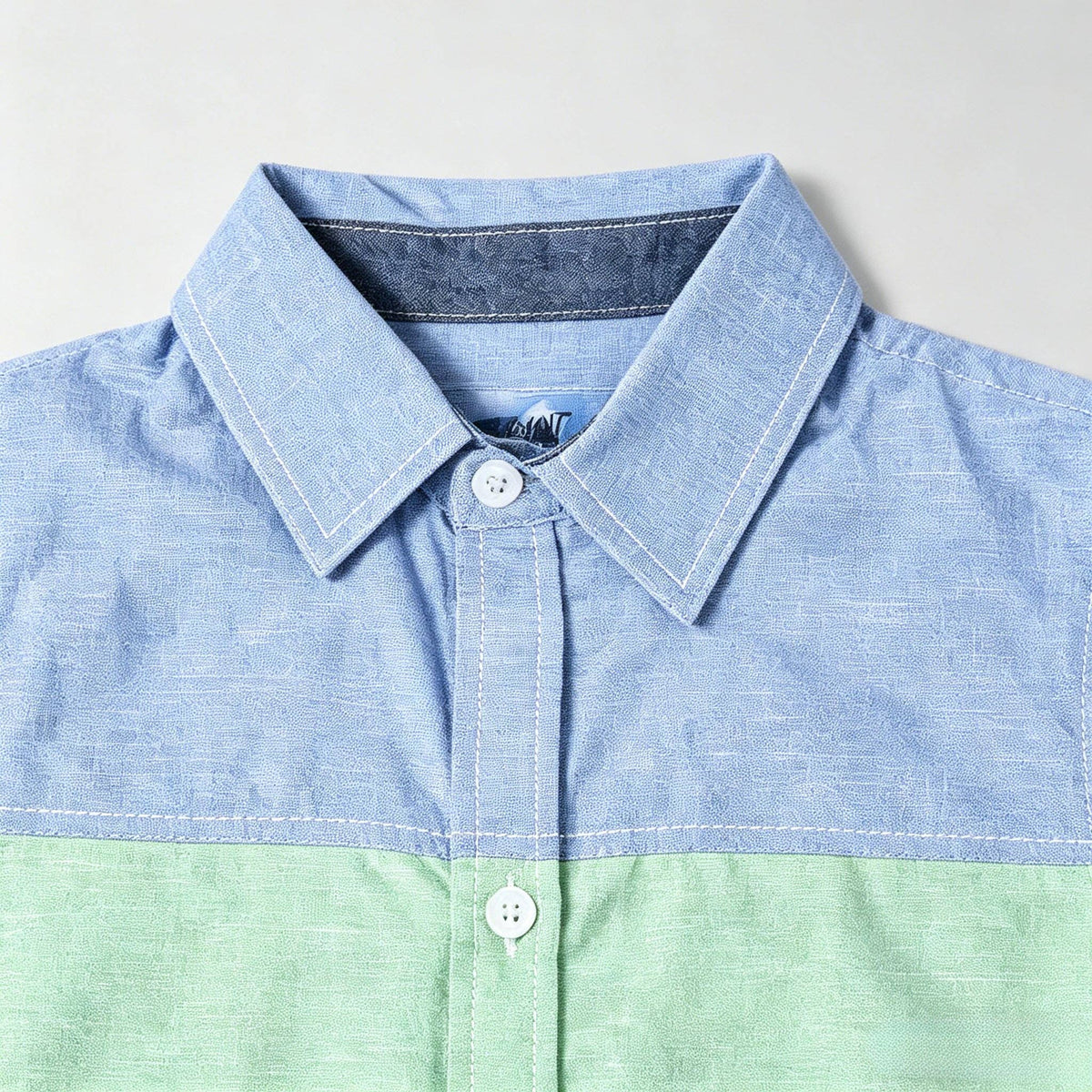 Boys Chambray Color-Block Button-Down Shirt