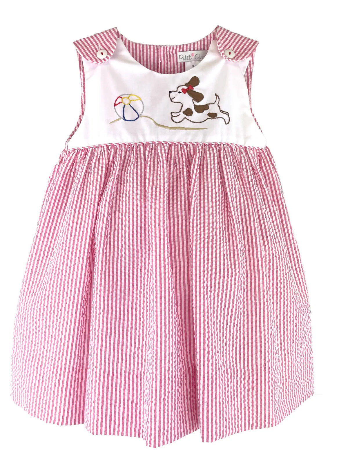 Girl Sundress with Beach Ball and Dog Embroidery