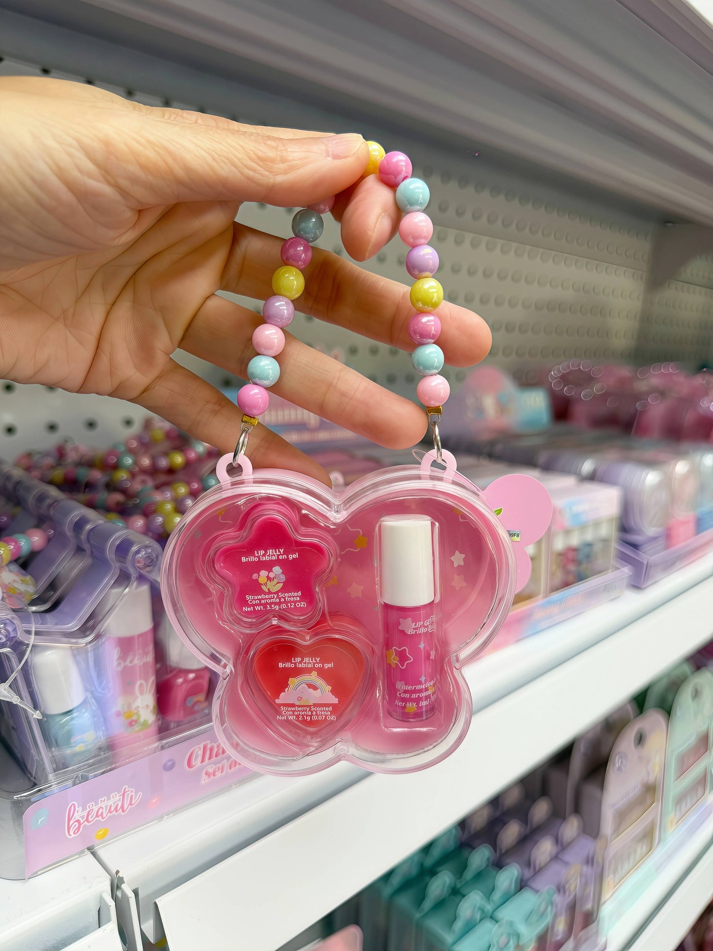 Kids Makeup Set – Lip Balm, Nail Polish & Beaded Charm Case