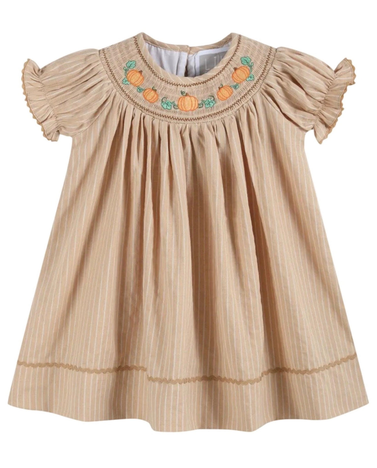 GIRLS PUMPKIN EMBROIDERY STRIPE DRESS