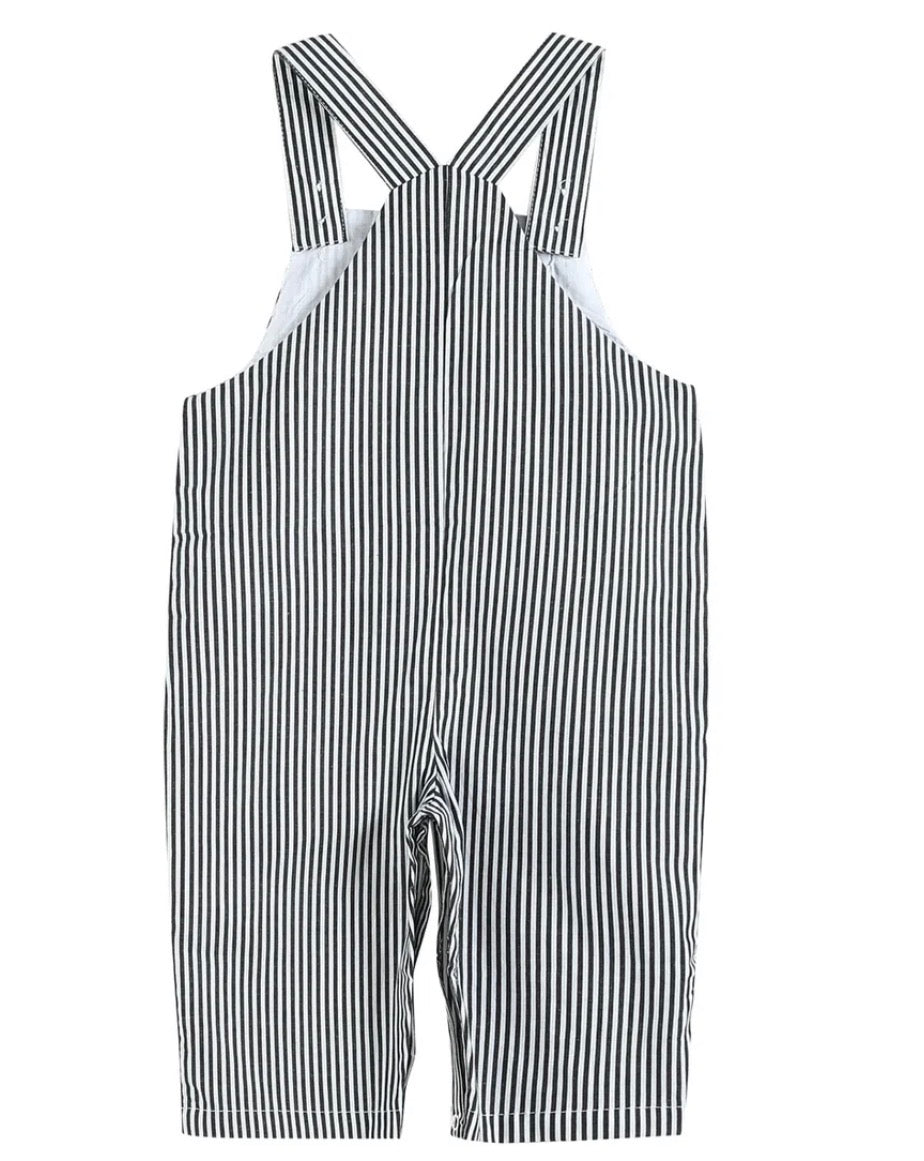 BOY BLACK STRIPE BOO OVERALL