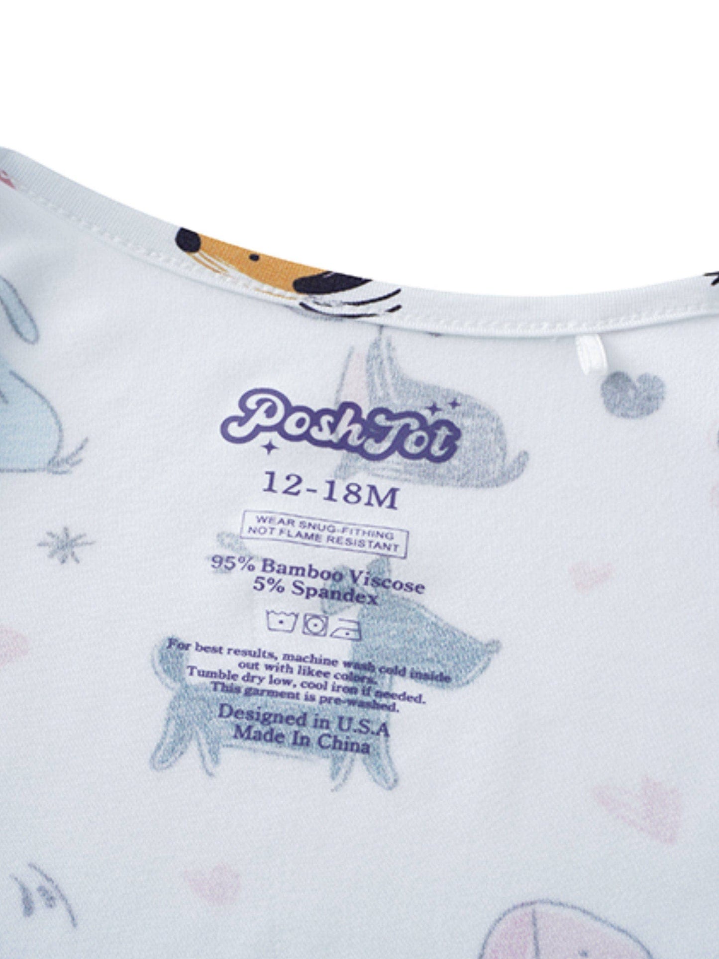 PoshTOT Little Dog Bamboo Baby Convertible Zippy Romper
