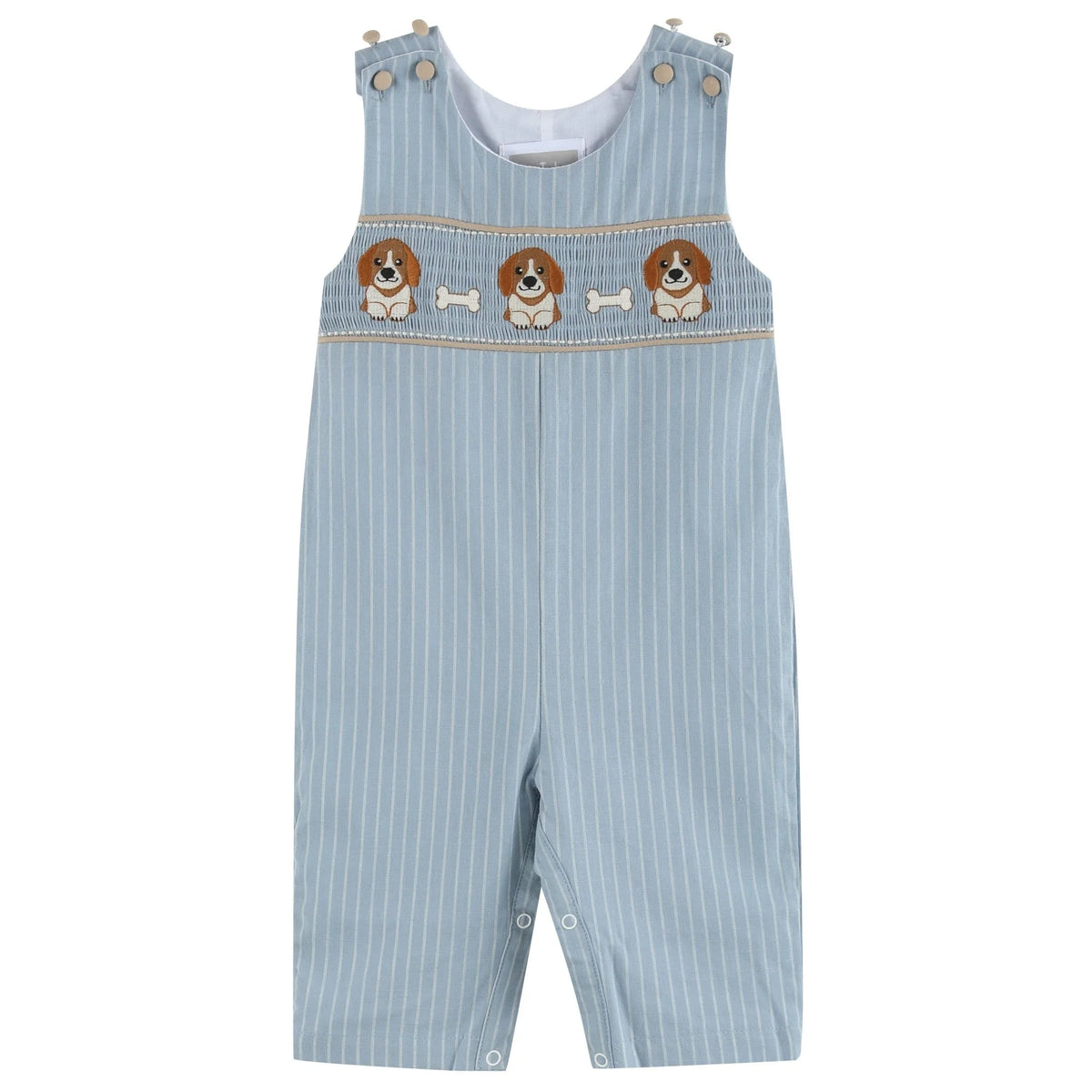 Blue Puppy Smocked Overalls