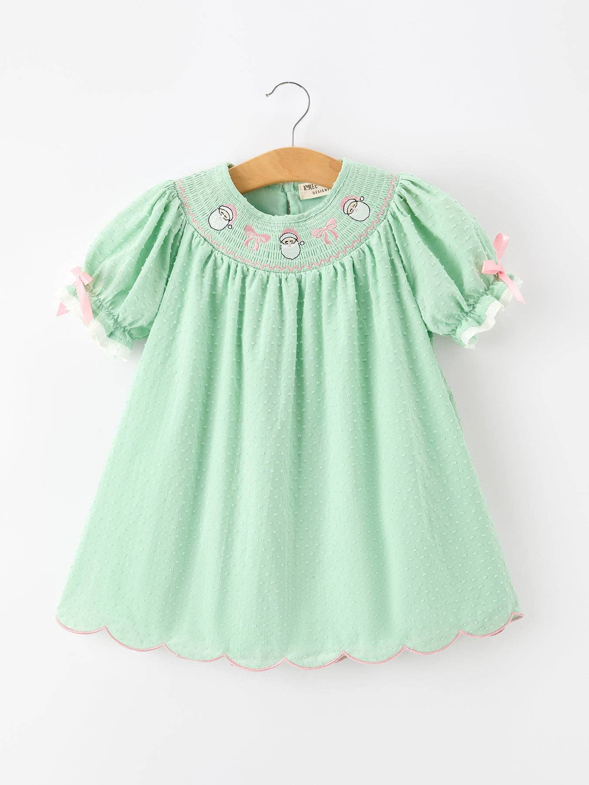 Girl Christmas Mint Green Santa Dress