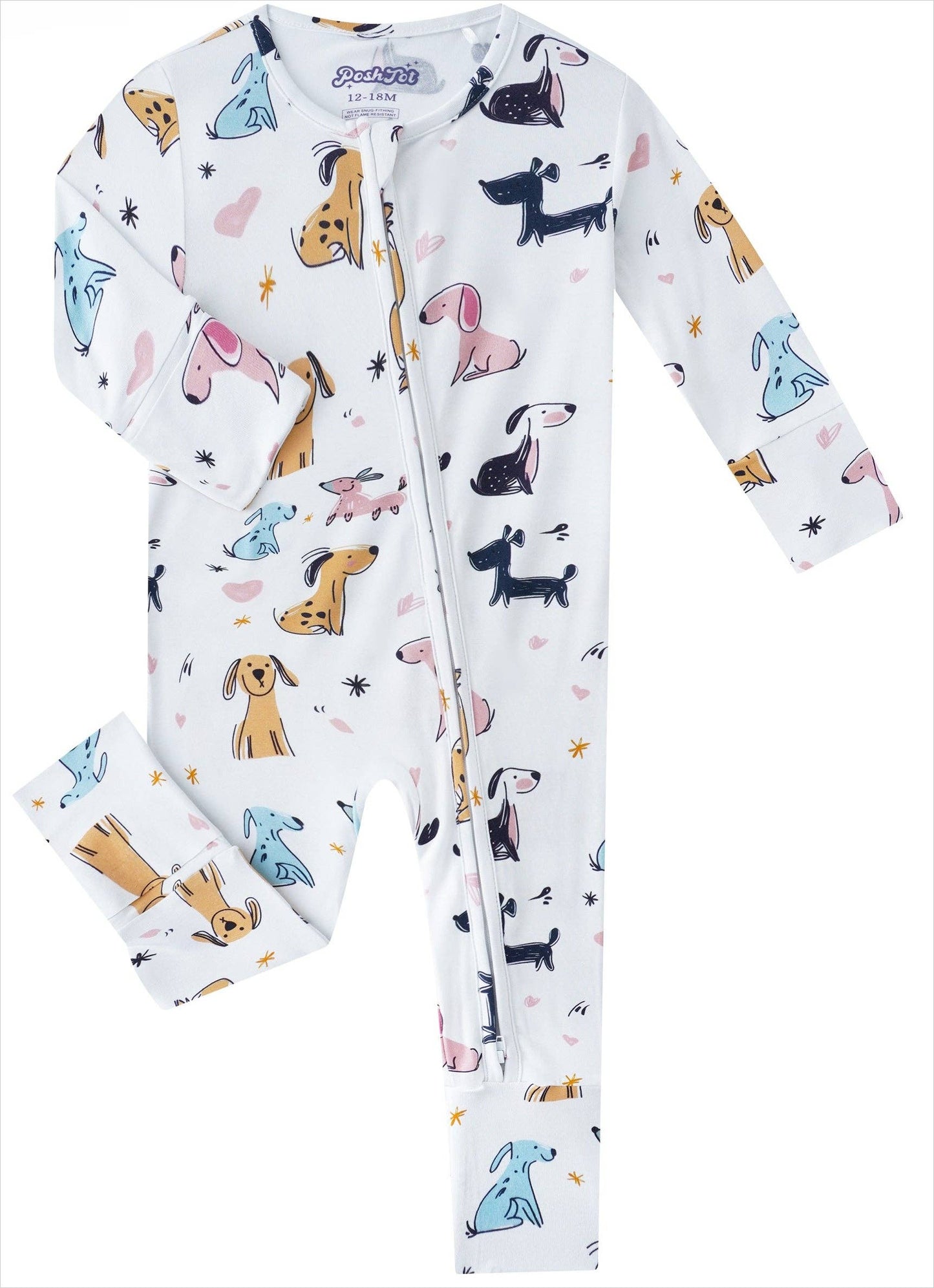 PoshTOT Little Dog Bamboo Baby Convertible Zippy Romper