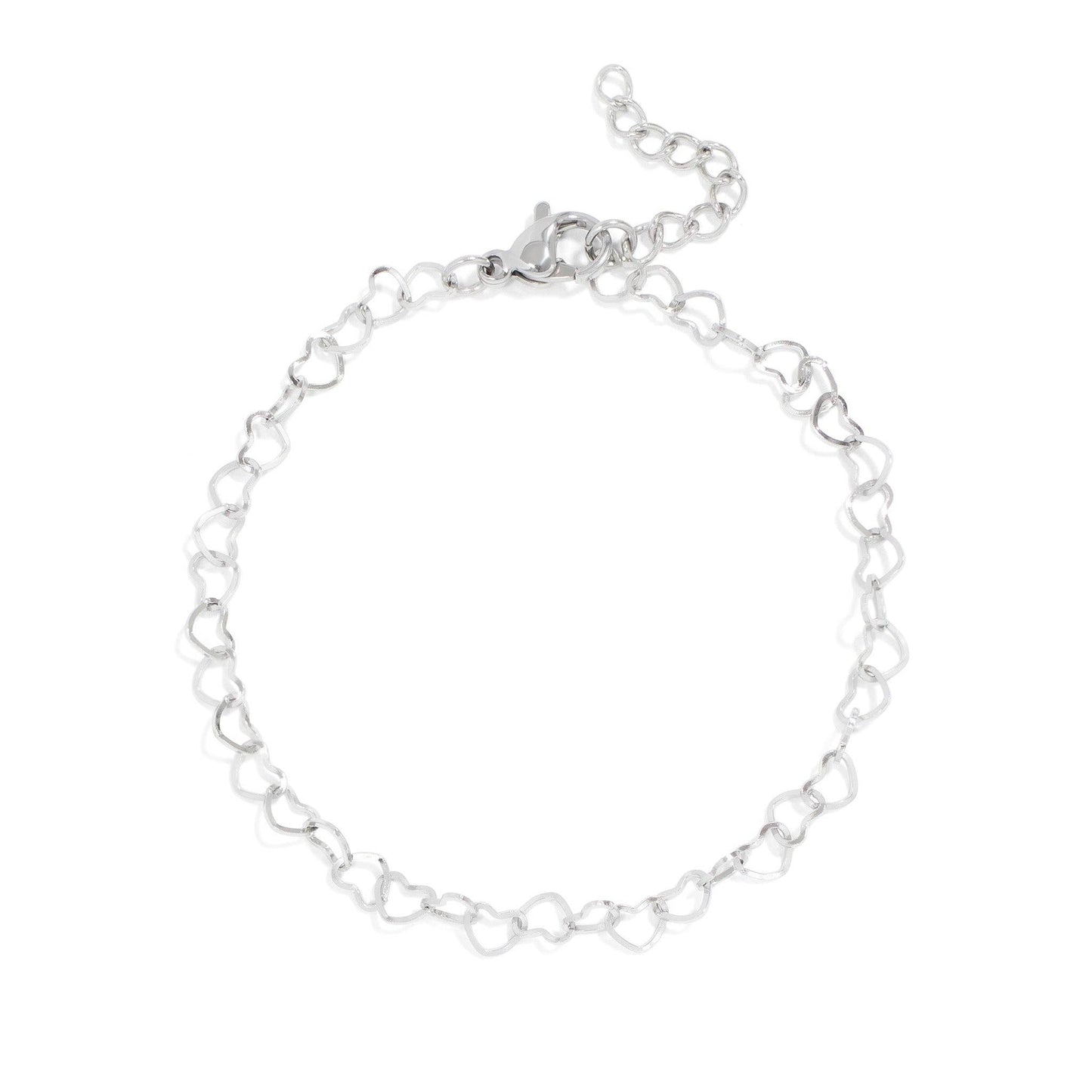 18K PVD Stainless Steel Linked Heart Chain Bracelet