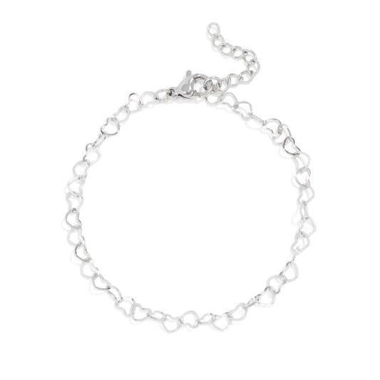 18K PVD Stainless Steel Linked Heart Chain Bracelet