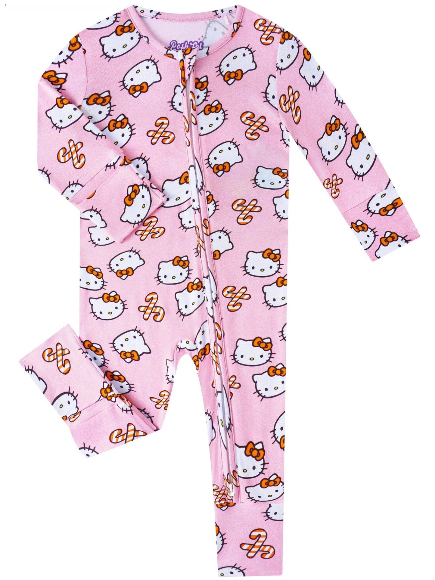 Posh TOT Sanrio Hello Kitty Peppermint Swirl Bamboo Baby Convertible Zippy Romper