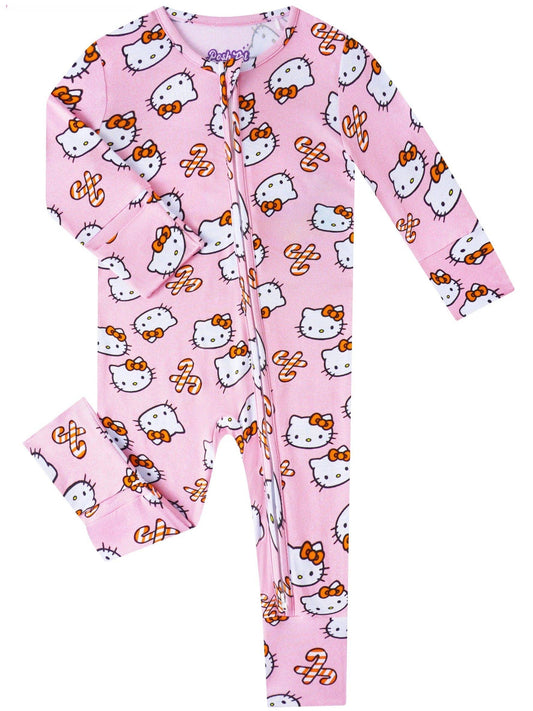 Posh TOT Sanrio Hello Kitty Peppermint Swirl Bamboo Baby Convertible Zippy Romper