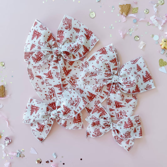 Girl Red and White Santa Bow