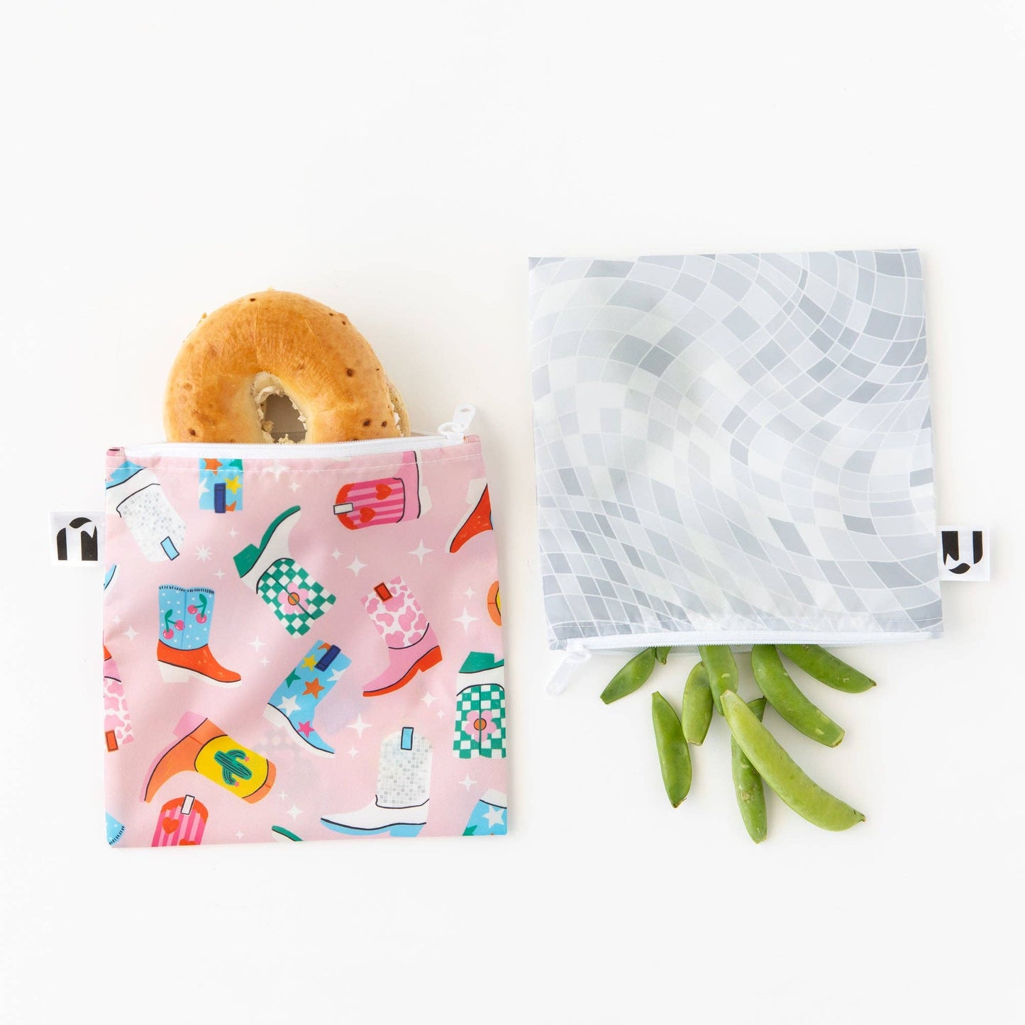 Reusable Snack Bag, Large 2 Pack: Disco Boots