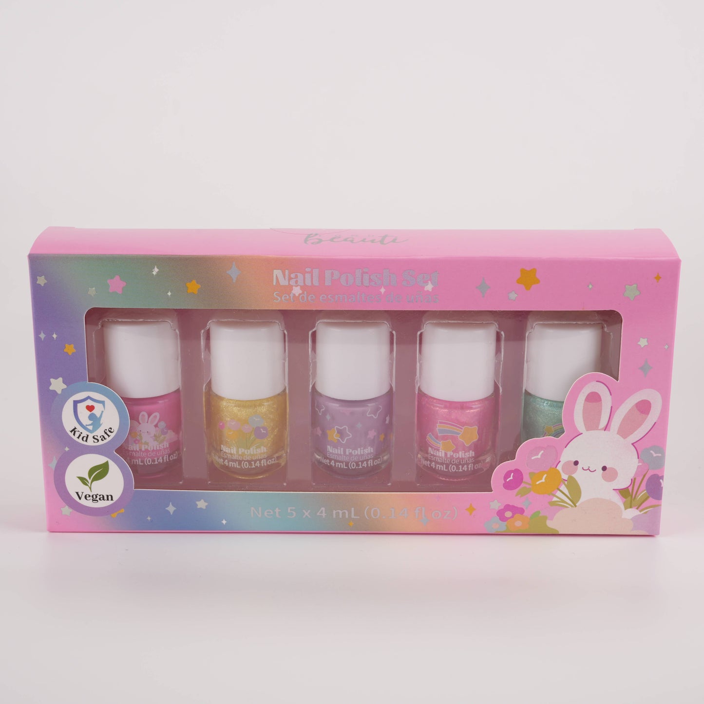 Kids Water-Based Nail Polish Set – 5 Colors Vegan & Kid-Safe