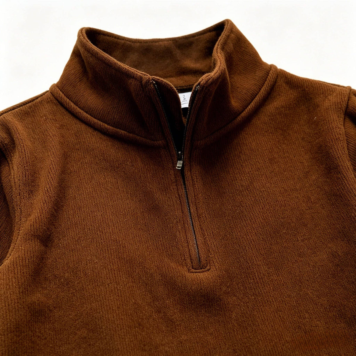 Boys Brown Elbow Patch Half-Zip Sweatshirt