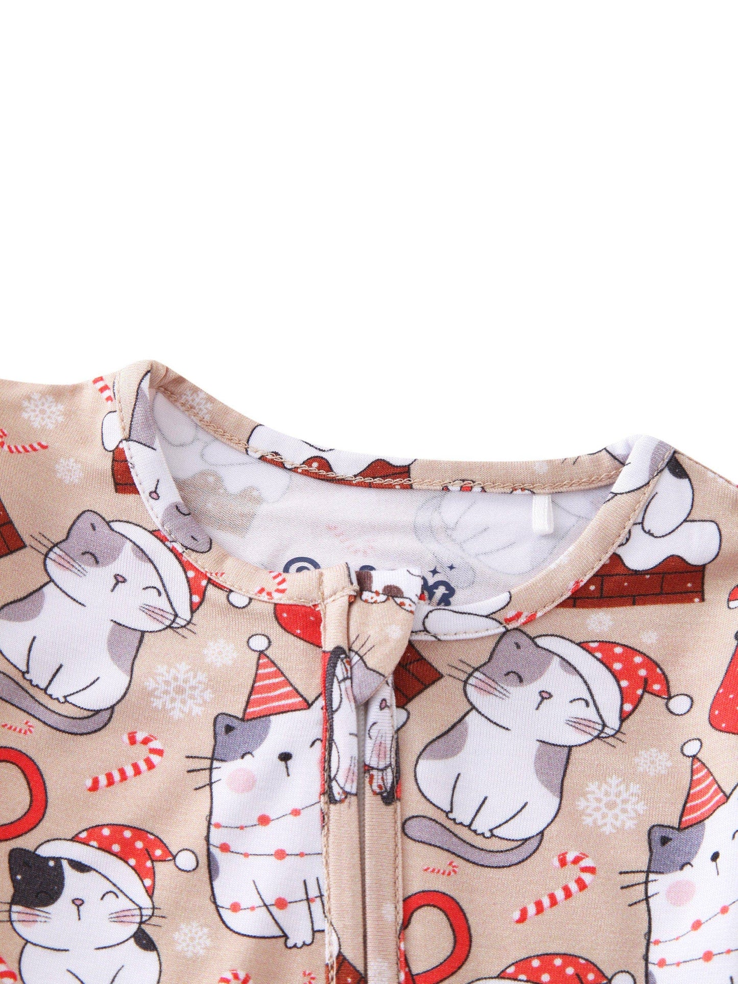 PoshTOT Holiday Kittes Bamboo Baby Convertible Zippy Romper