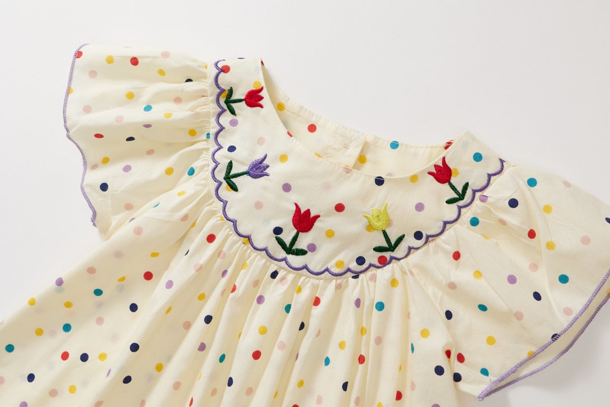 Girl Floral Polka Dots Dress