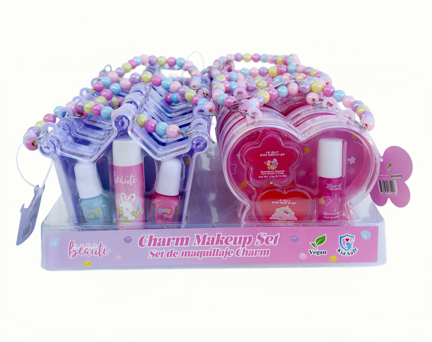 Kids Makeup Set – Lip Balm, Nail Polish & Beaded Charm Case
