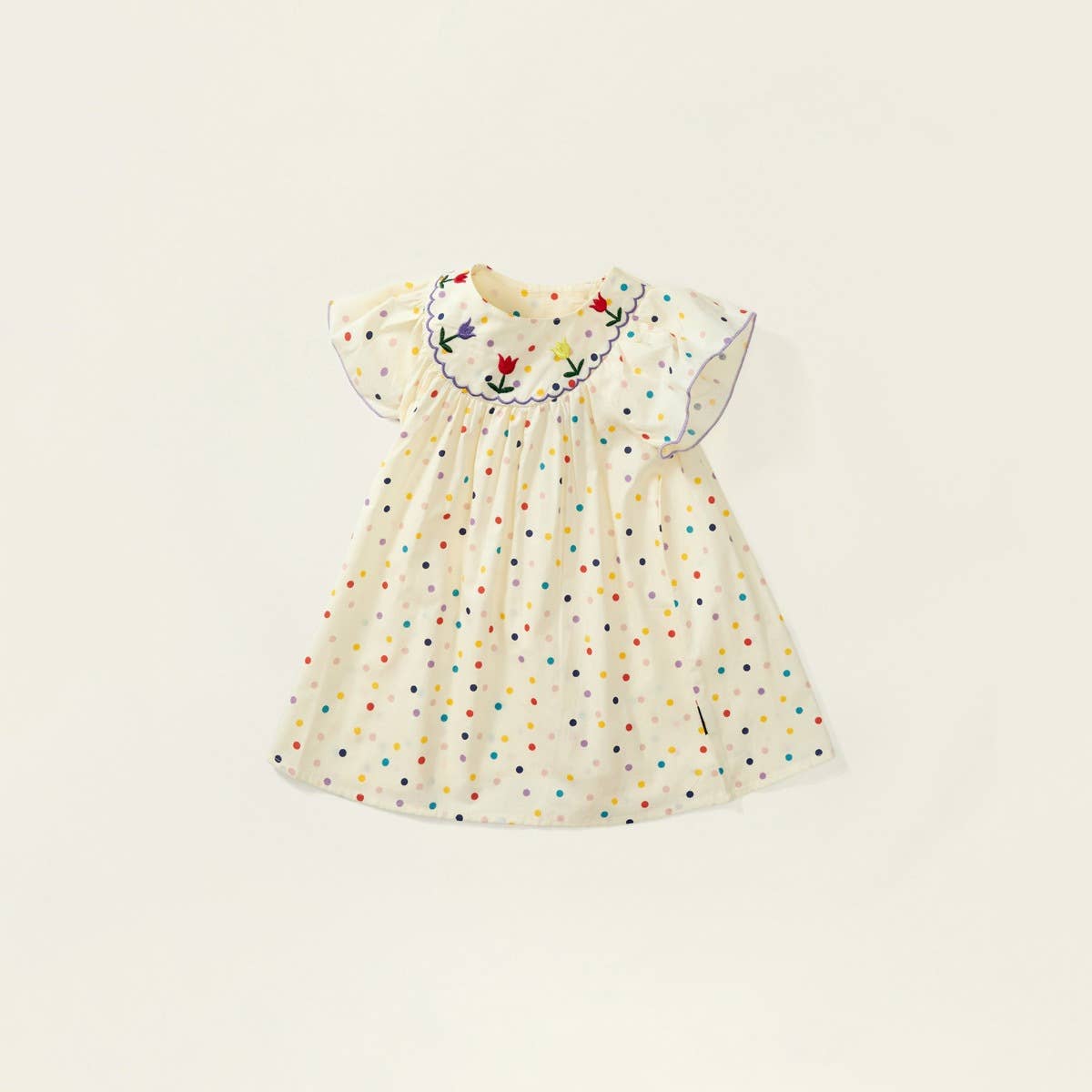 Floral Polka dots Print Toddler Dress
