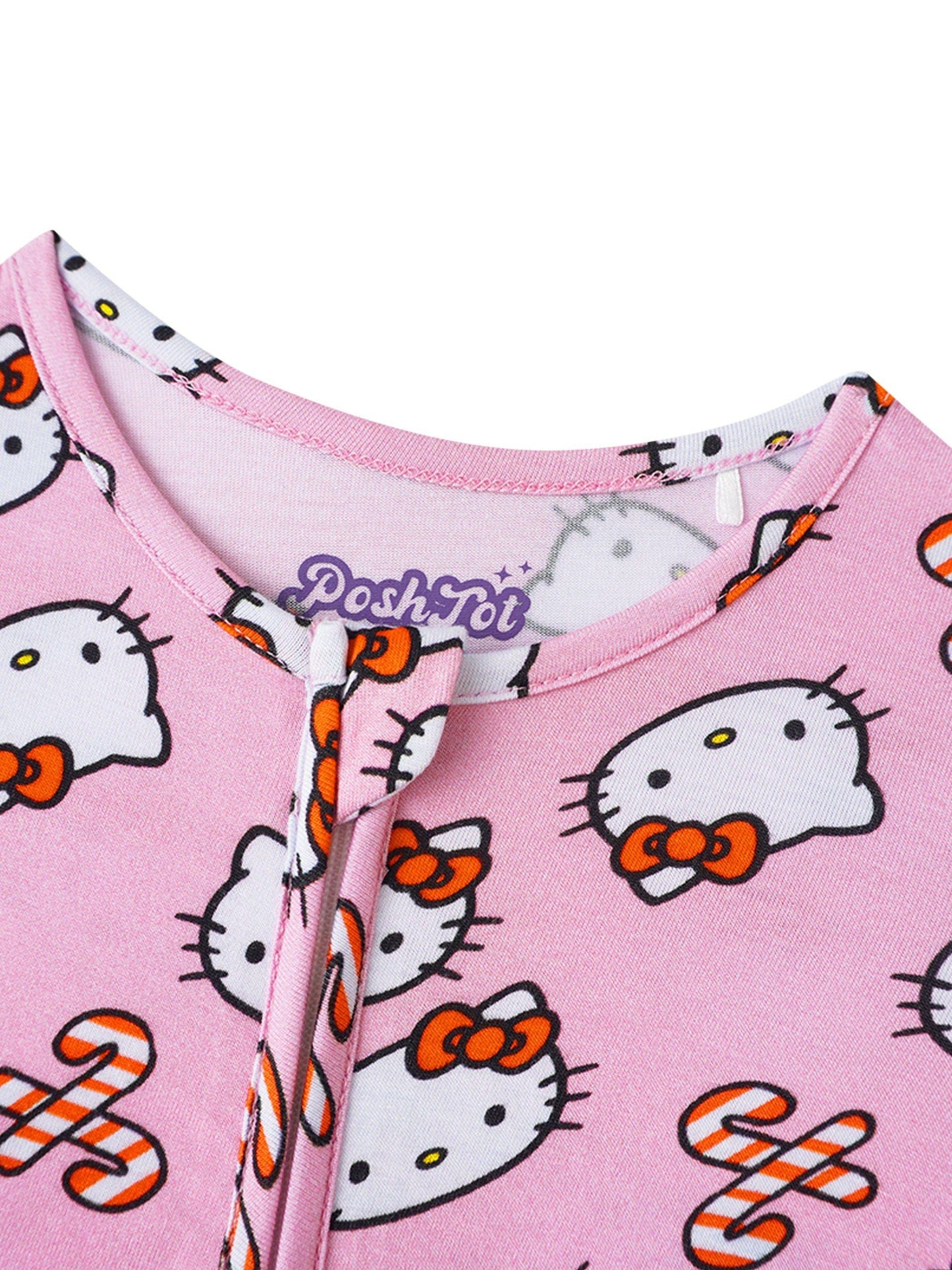 Posh TOT Sanrio Hello Kitty Peppermint Swirl Bamboo Baby Convertible Zippy Romper