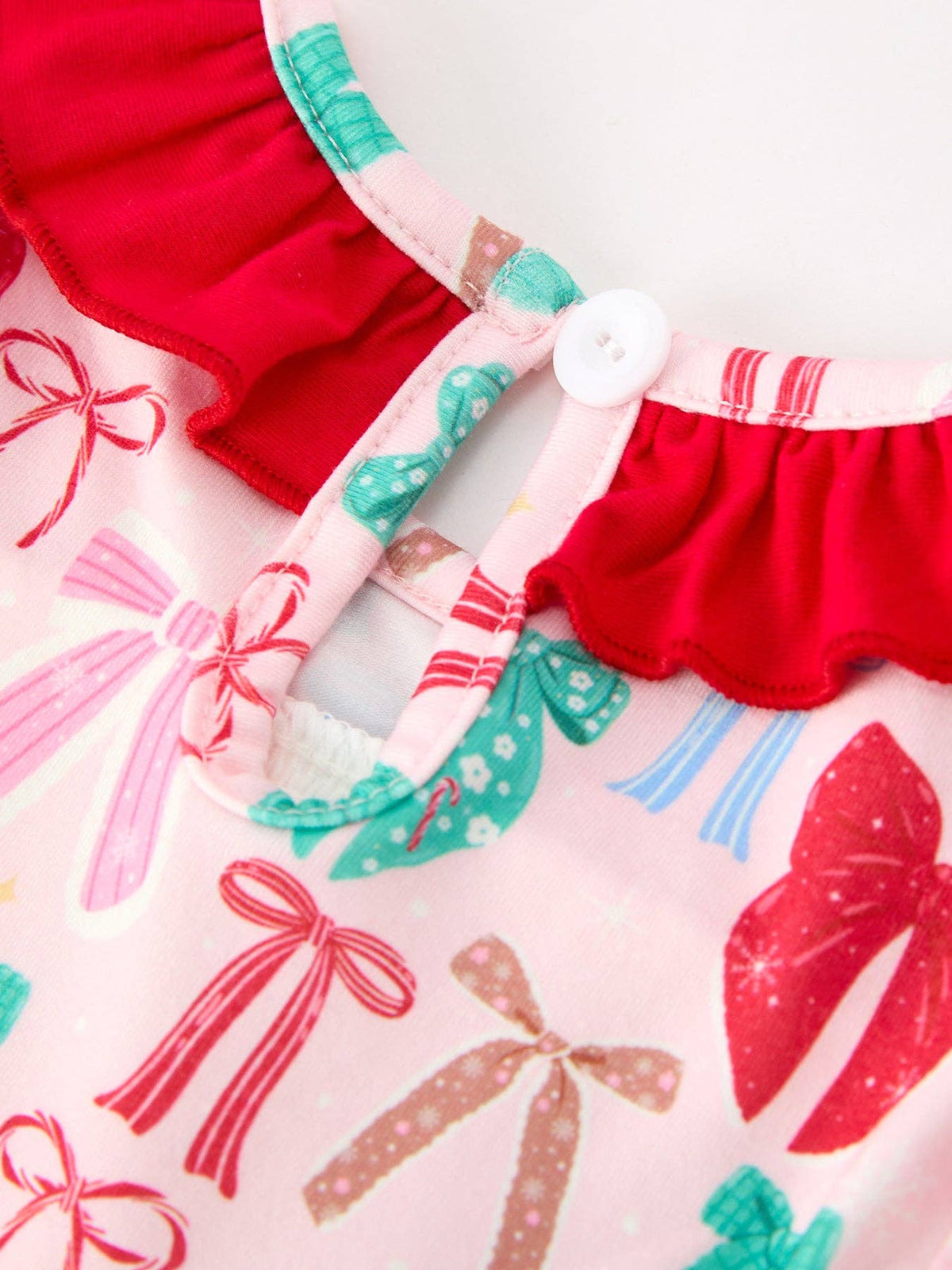 Girl Christmas Red Green Bow Dress