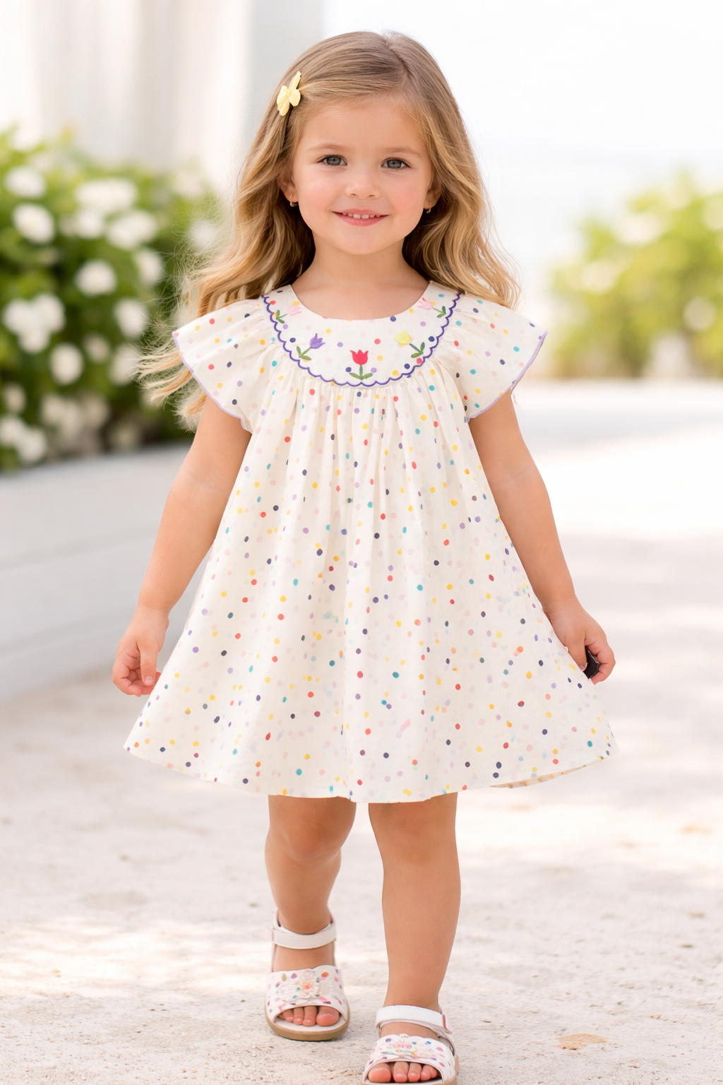 Girl Floral Polka Dots Dress