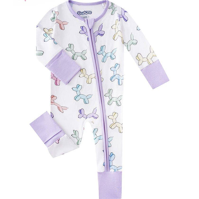 PoshTOT Balloon Puppy Bamboo Baby Convertible Zippy Romper