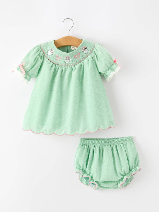 Baby Christmas Mint Green Bloomer Set