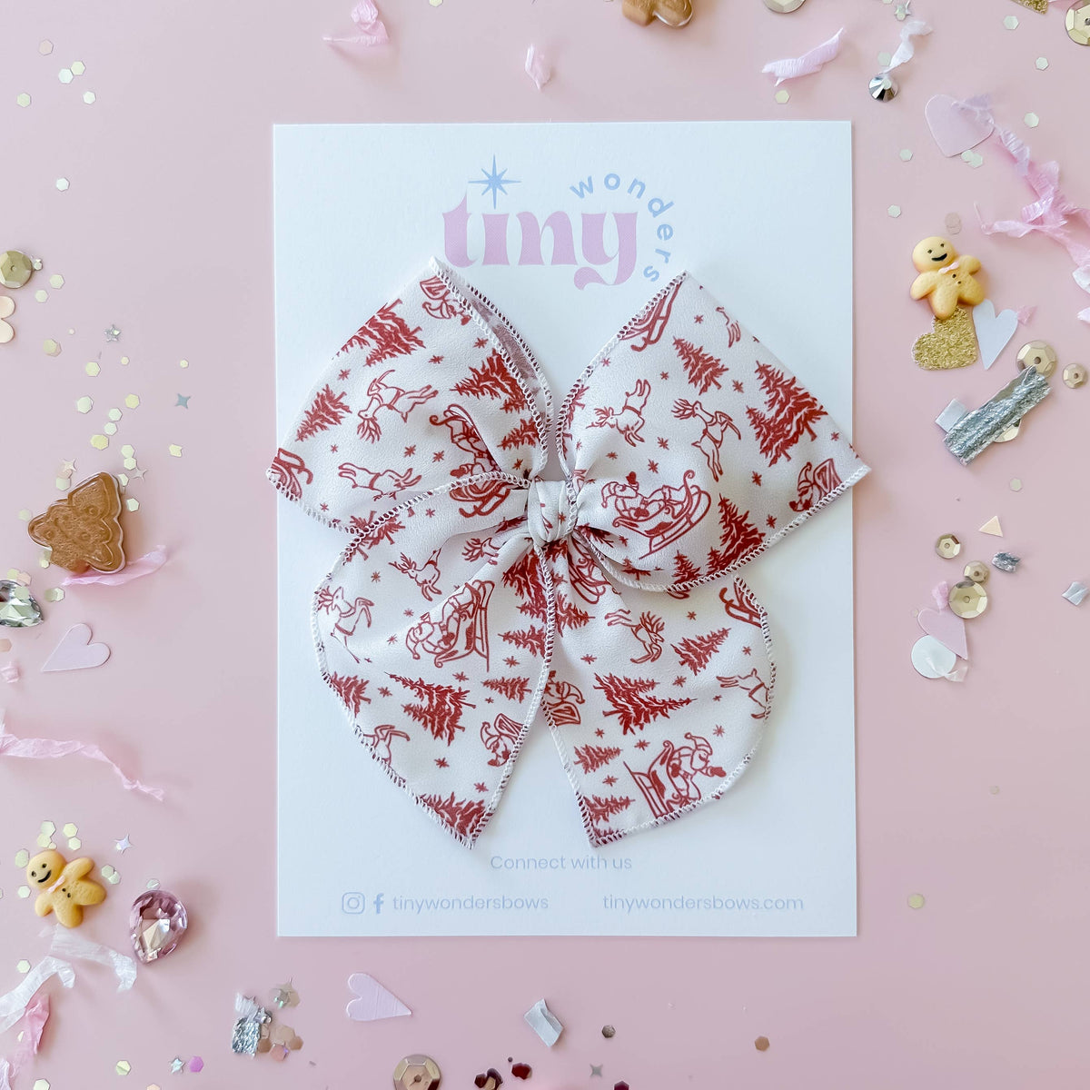 Girl Red and White Santa Bow