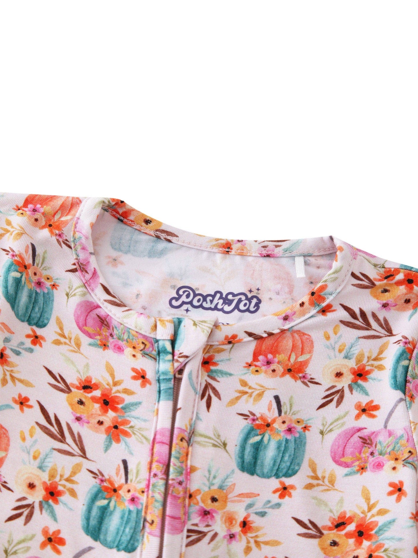 PoshTOT Pumpkin Bamboo Baby Convertible Zippy Romper