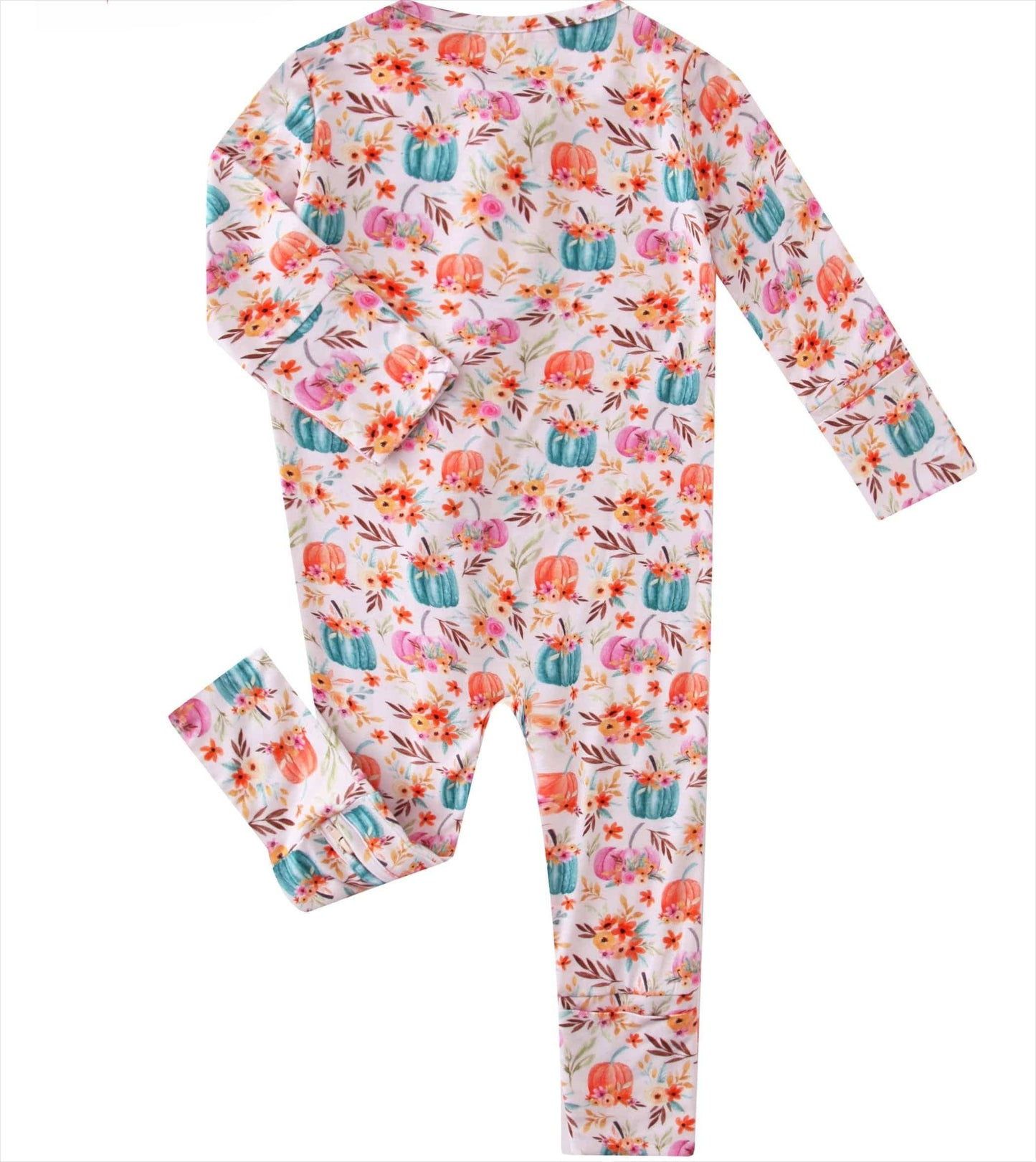 PoshTOT Pumpkin Bamboo Baby Convertible Zippy Romper