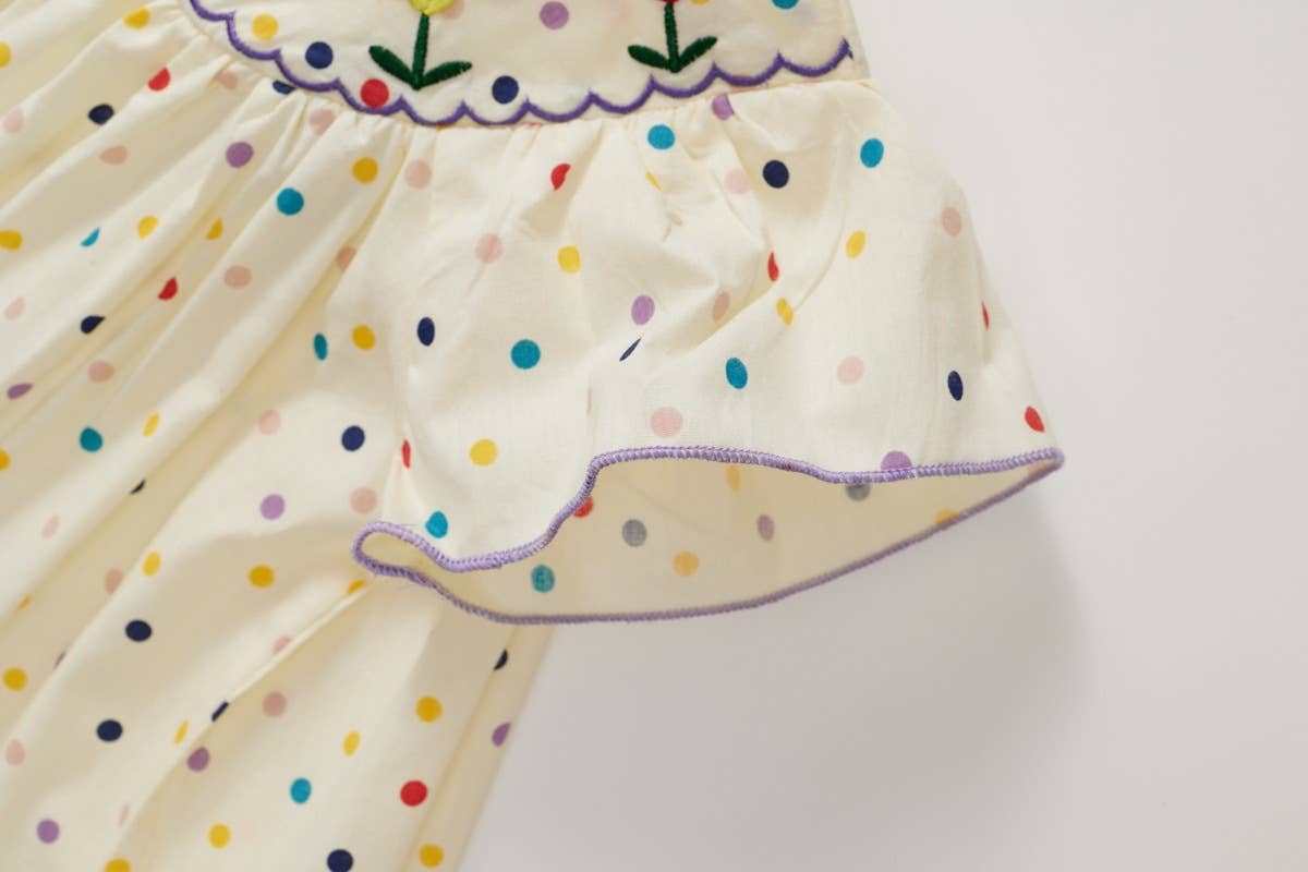 Floral Polka dots Print Toddler Dress