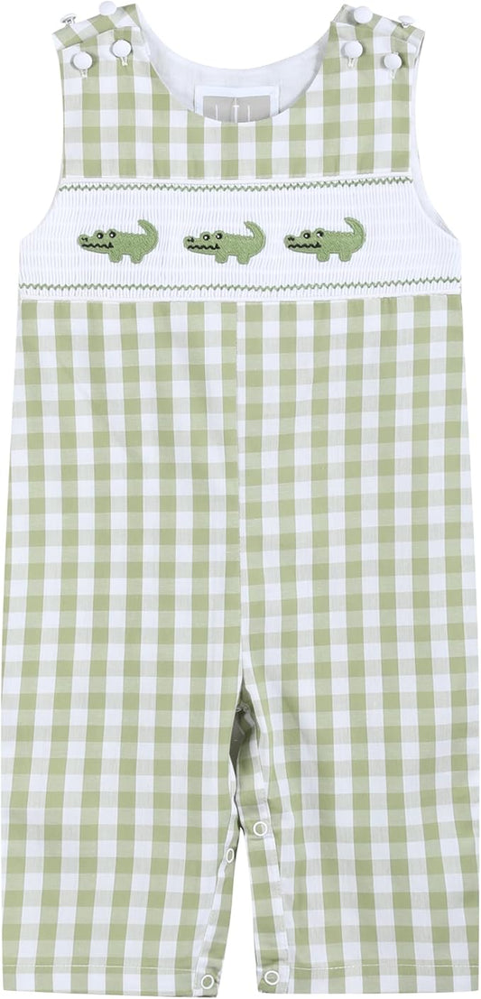 Baby Boys Alligator Smocked Overalls