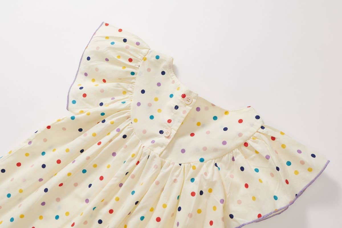Floral Polka dots Print Toddler Dress