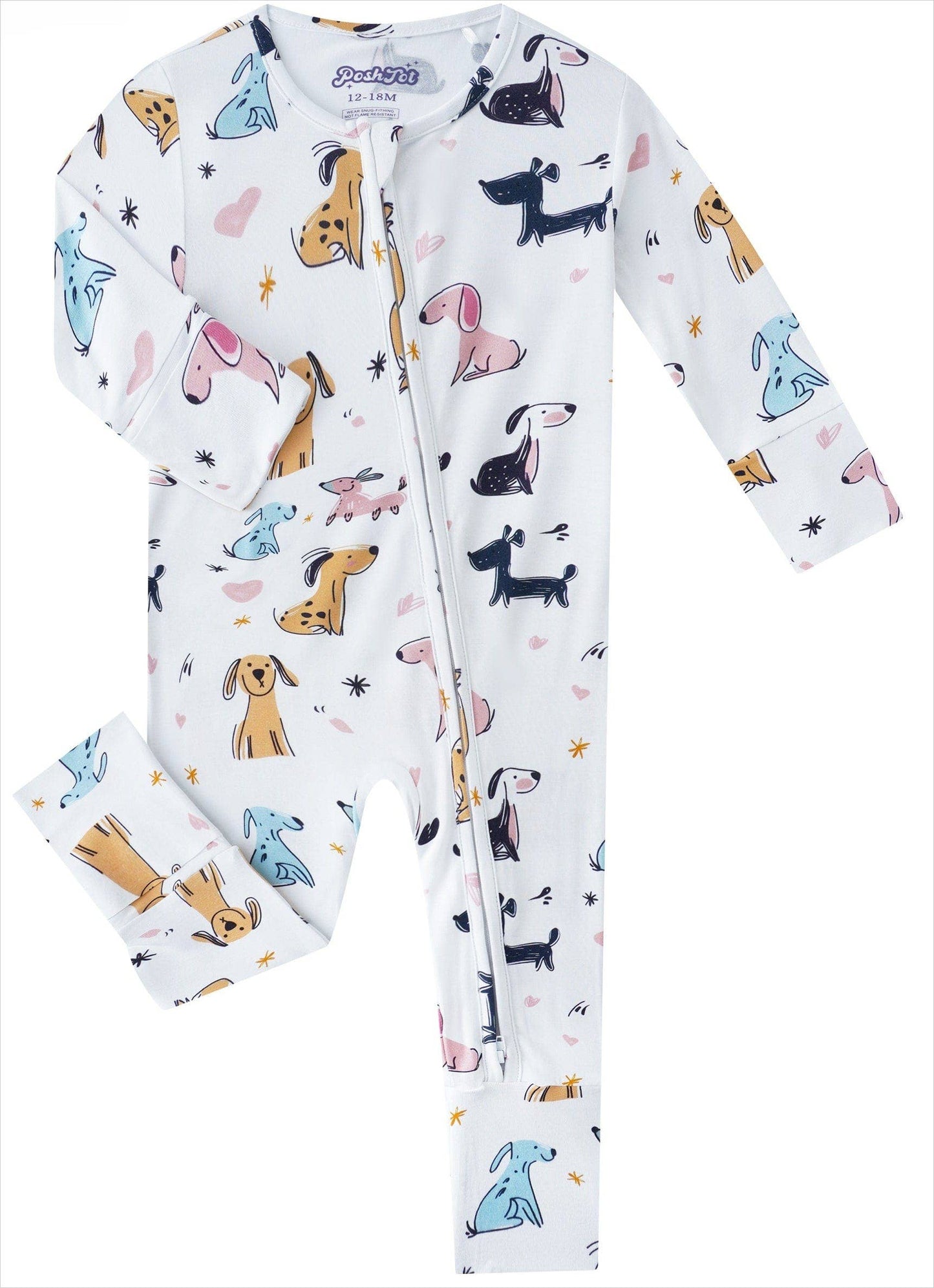 PoshTOT Little Dog Bamboo Baby Convertible Zippy Romper