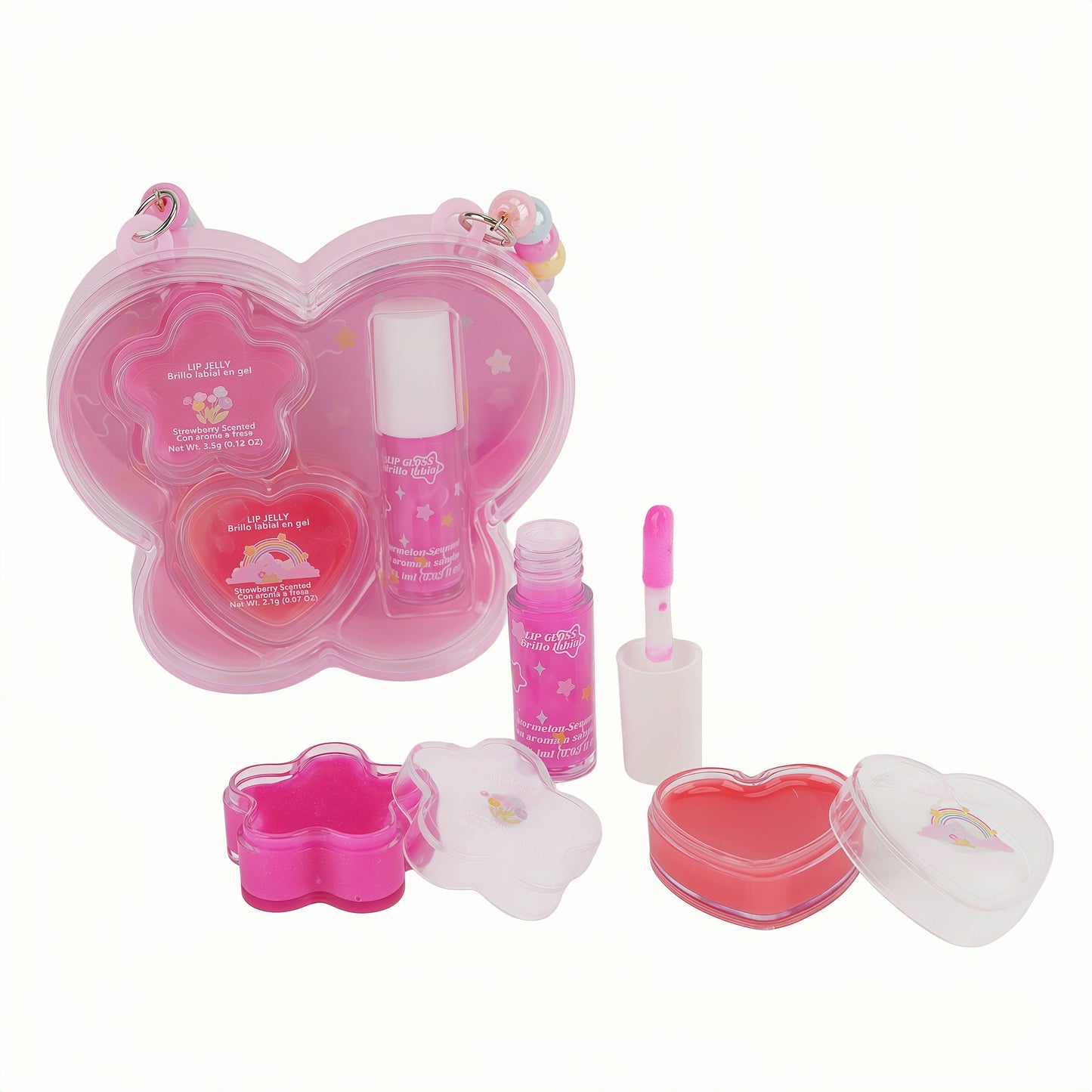 Kids Makeup Set – Lip Balm, Nail Polish & Beaded Charm Case