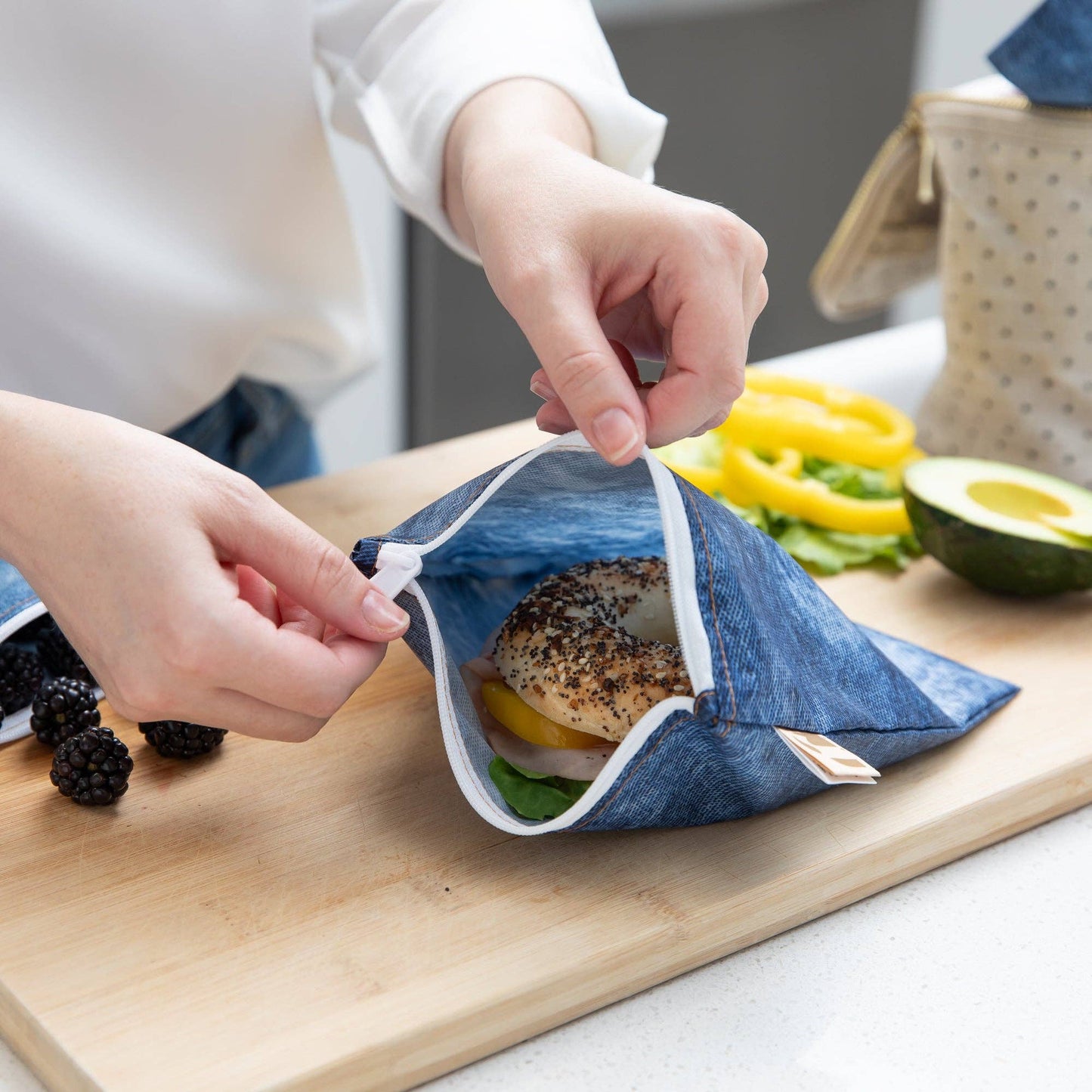 Reusable Snack Bag, Large 2 Pack: Denim on Denim