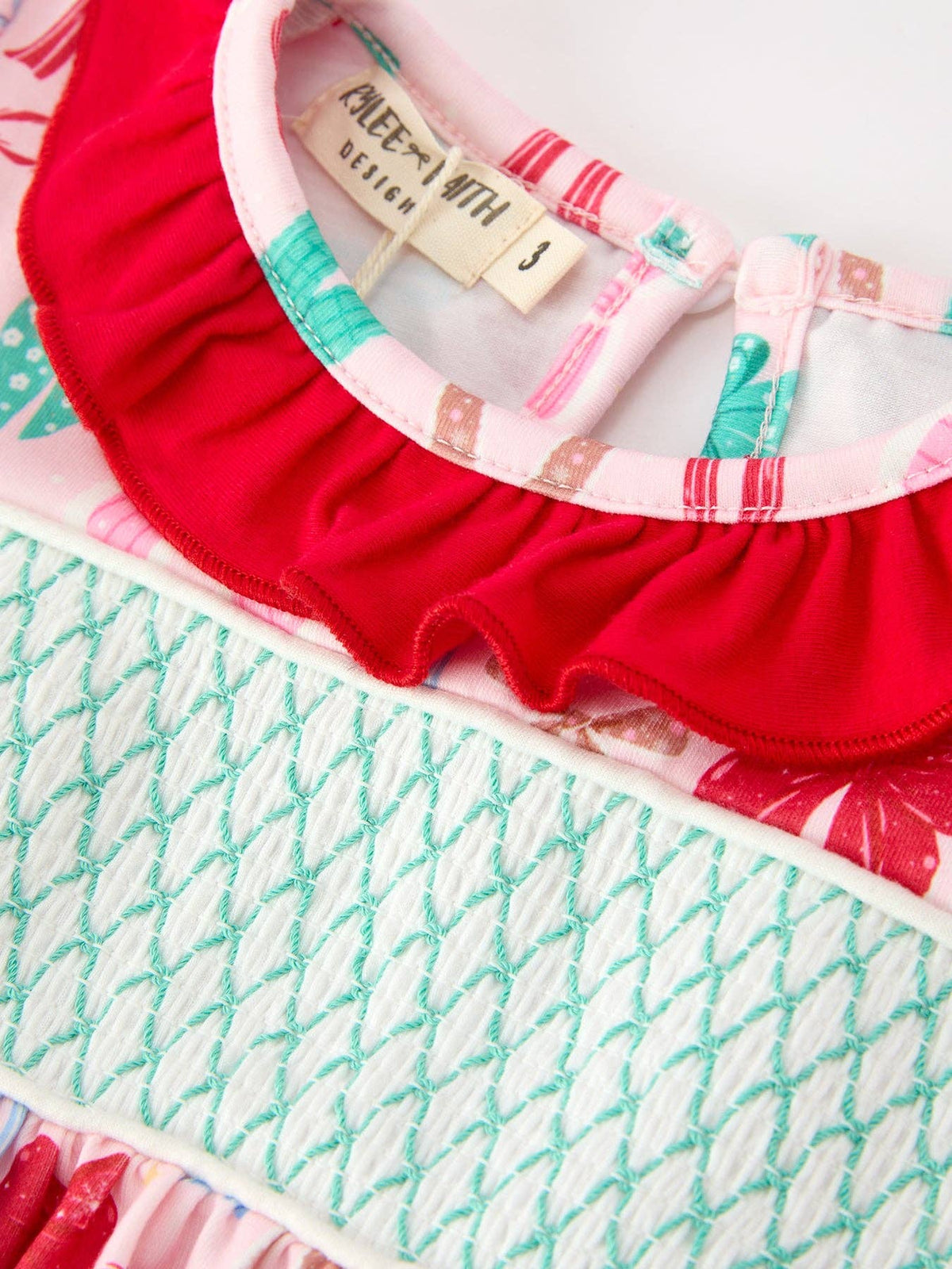 Girl Christmas Red Green Bow Dress