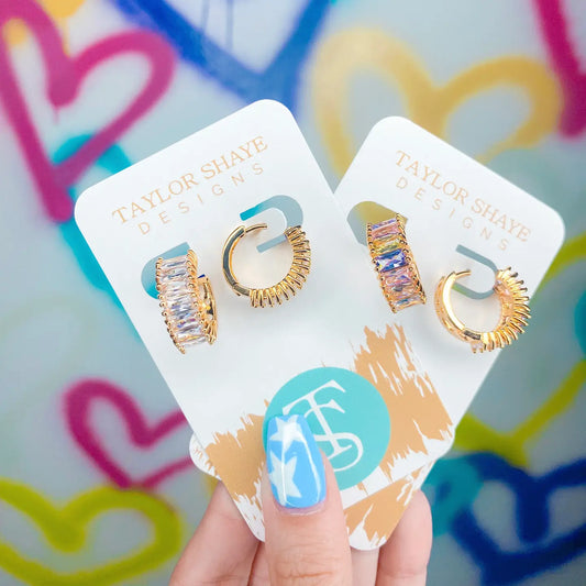 CRYSTAL BAGUETTE HOOPS