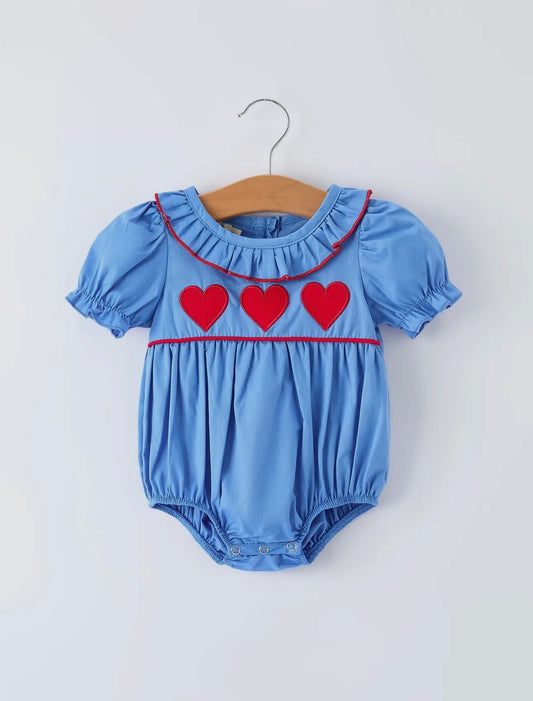 Baby Girl Heart Applique
Blue Romper