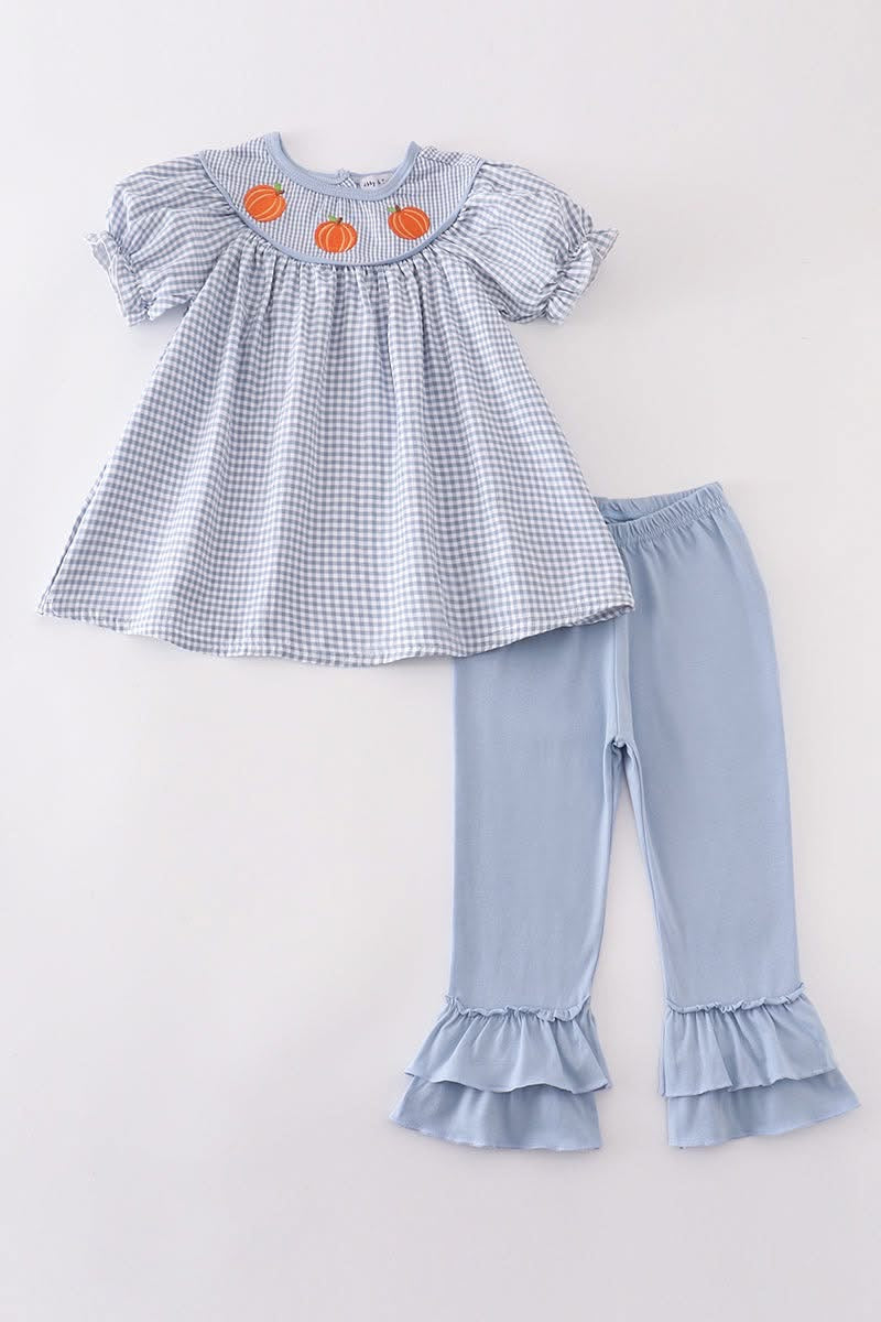 GIRL GINGHAM PUMPKIN EMBROIDERY SET