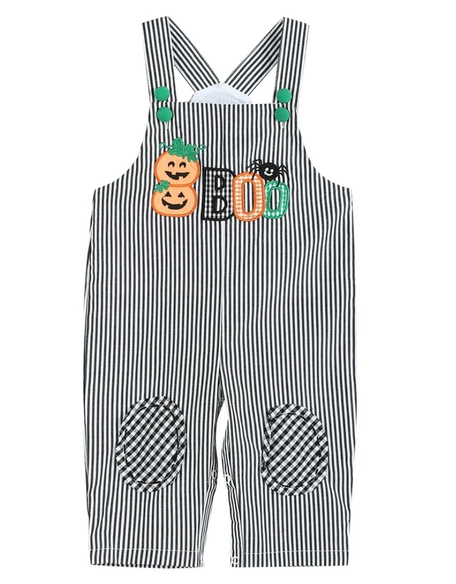 BOY BLACK STRIPE BOO OVERALL