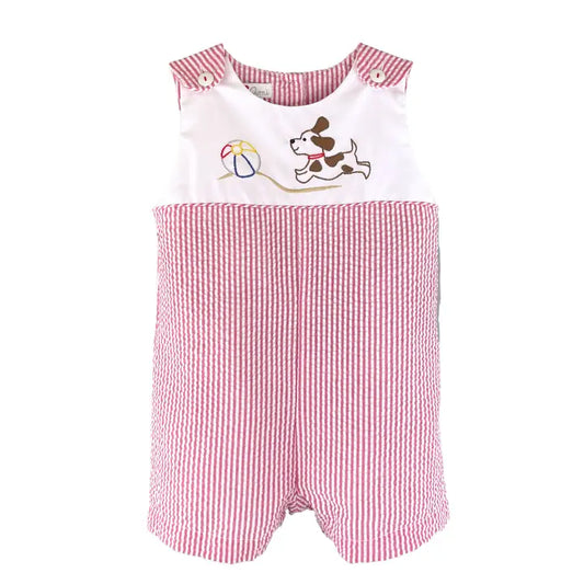 Boy Sunsuit with Beach Ball and Dog Embroidery