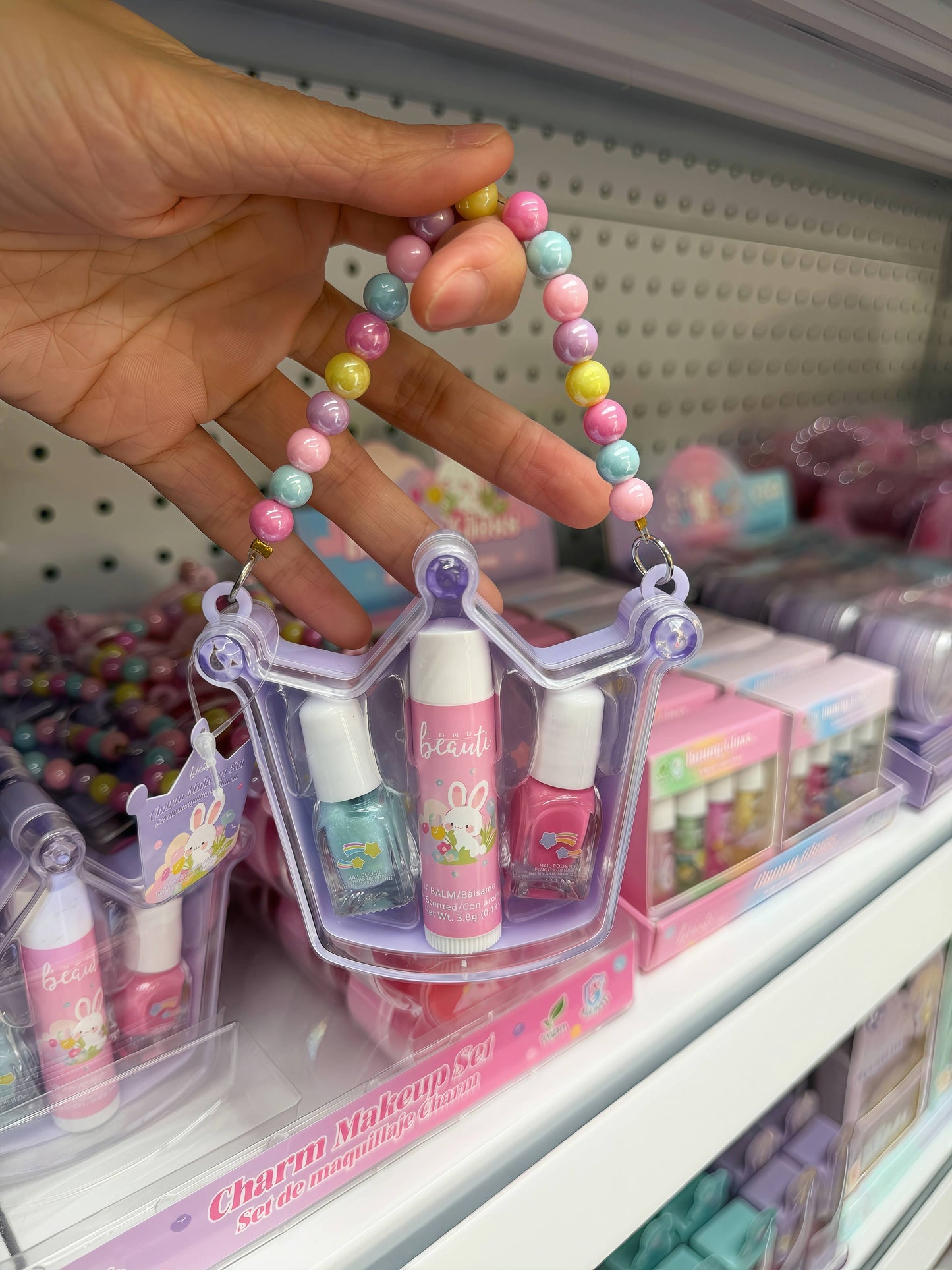 Kids Makeup Set – Lip Balm, Nail Polish & Beaded Charm Case