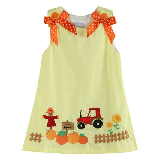 Girl Pumpkin Patch Bow Dress