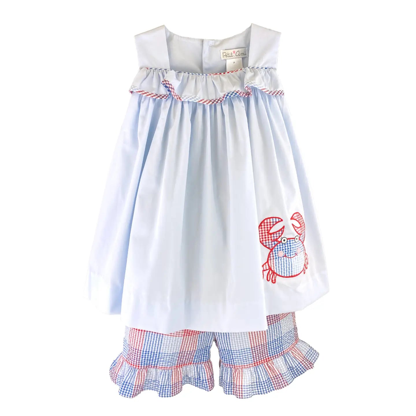 Girl Sun Top & Shorts with Crab Applique