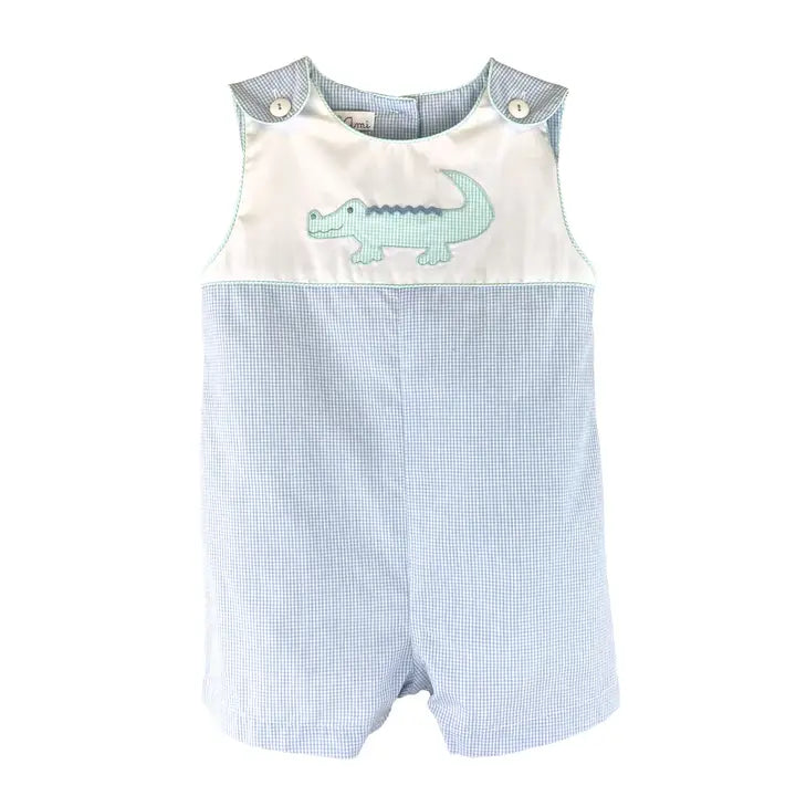 Boy Alligator Applique Sunsuit