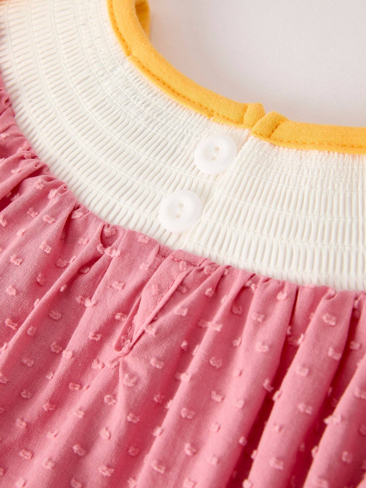 Girl Turkey Leaf Embroidery Smocking Bow Dress
