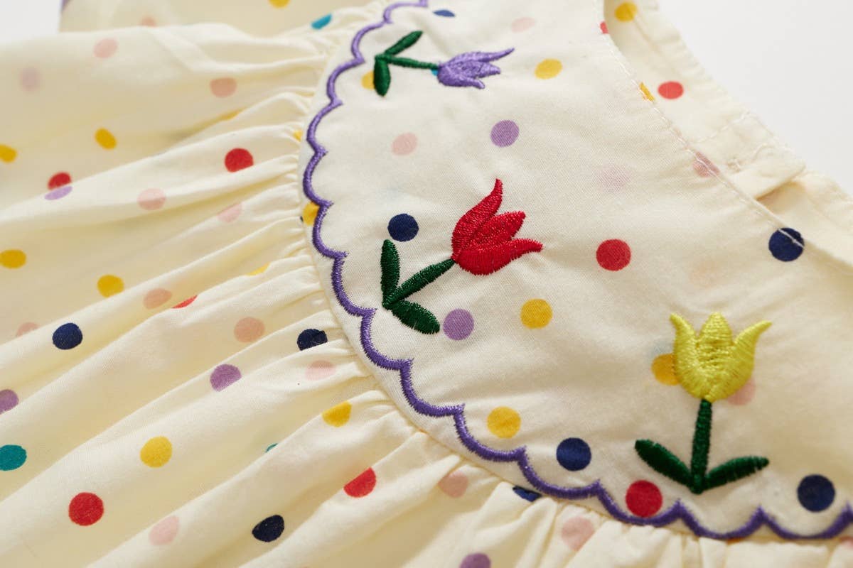 Floral Polka dots Print Toddler Dress