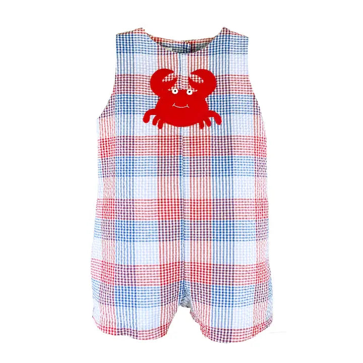 Boy Crab Applique Sunsuit