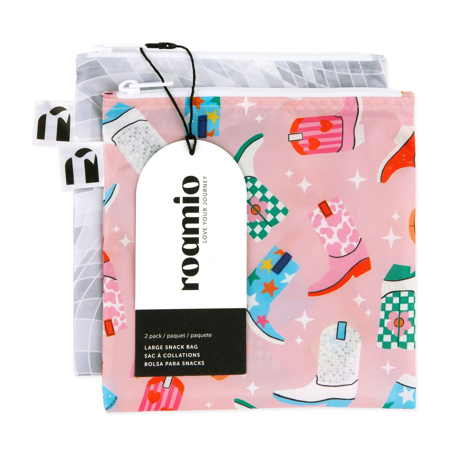Reusable Snack Bag, Large 2 Pack: Disco Boots