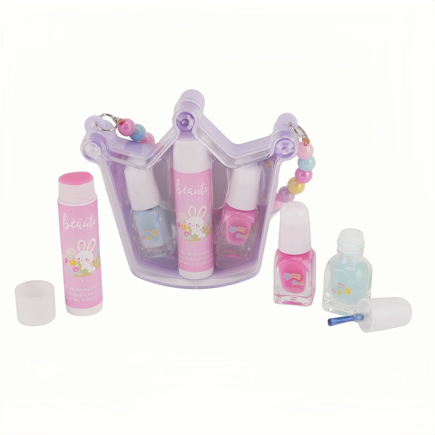 Kids Makeup Set – Lip Balm, Nail Polish & Beaded Charm Case
